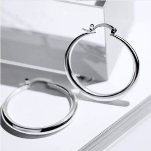 New Silver Color Hoop Loop Earrings